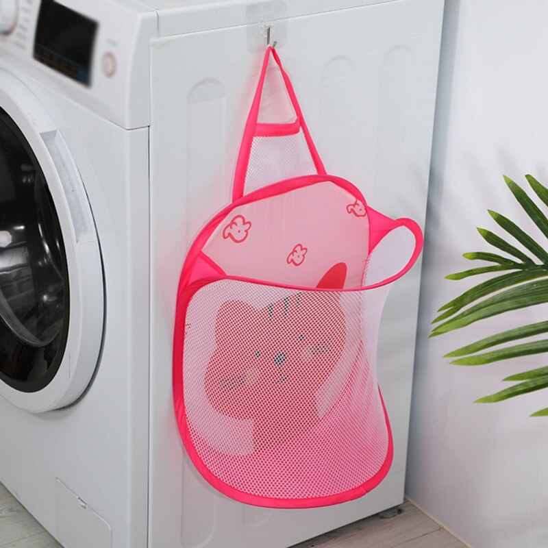 Small Hanging Laundry Net Laundry Hamper Kids Dirty Clothes Hanging Mesh Bathroom Storage Bag Clothes Organizer