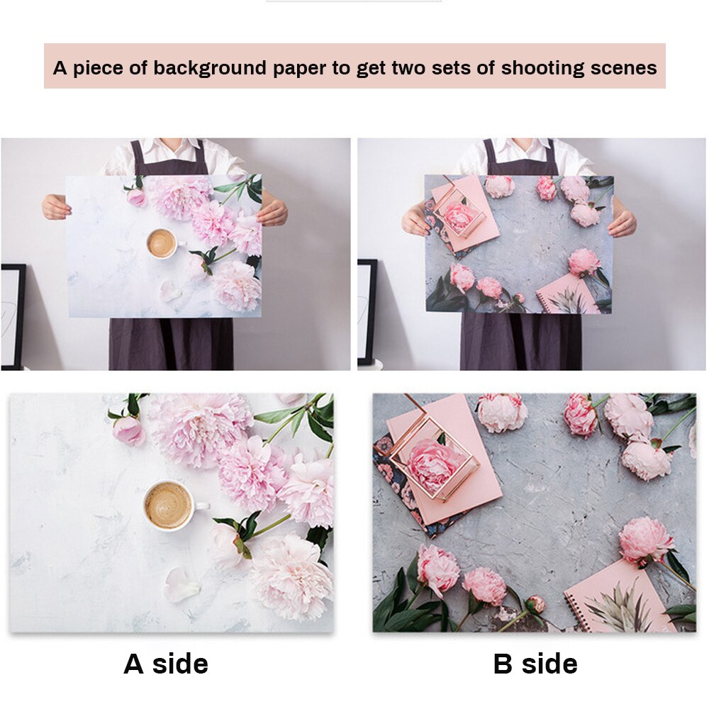 57X42cm Double-Sided Background Paper 3D Printing Waterproof Photography Backdrop Props Decoration Accessories for Jewelry Food