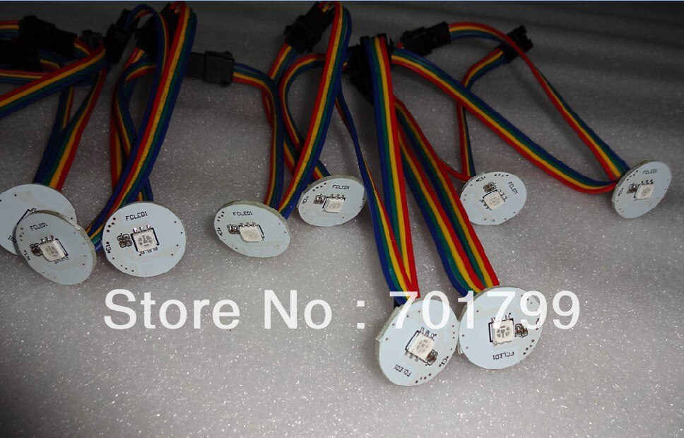 22mm durchmesser WS2801 led-pixel-modul, 1 stücke 5050 smd rgb led, DC5V, eingang mit 4pin männlichen JST verbindung; ausgang mit weiblichen
