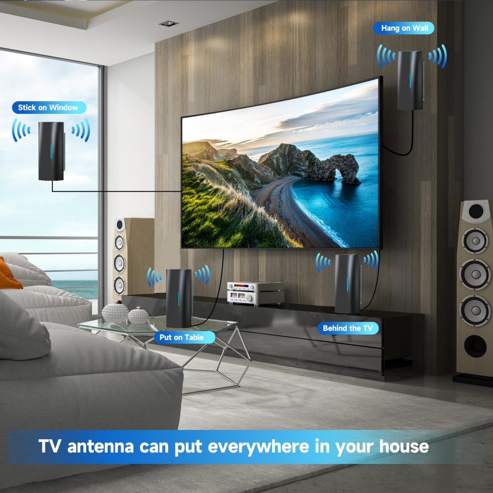 VUELVE Indoor And Outdoor TV Antenna With Pull Rod And Amplifier Strong Signal TV Antenna for Free Receiving TV Programs