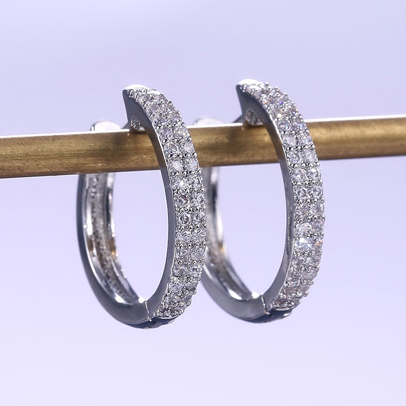 Delicate 925 Sterling Silver Sparkling Single Row Zircon Stud Earrings for Women Wedding Band Jewelry Pendientes oorbellen