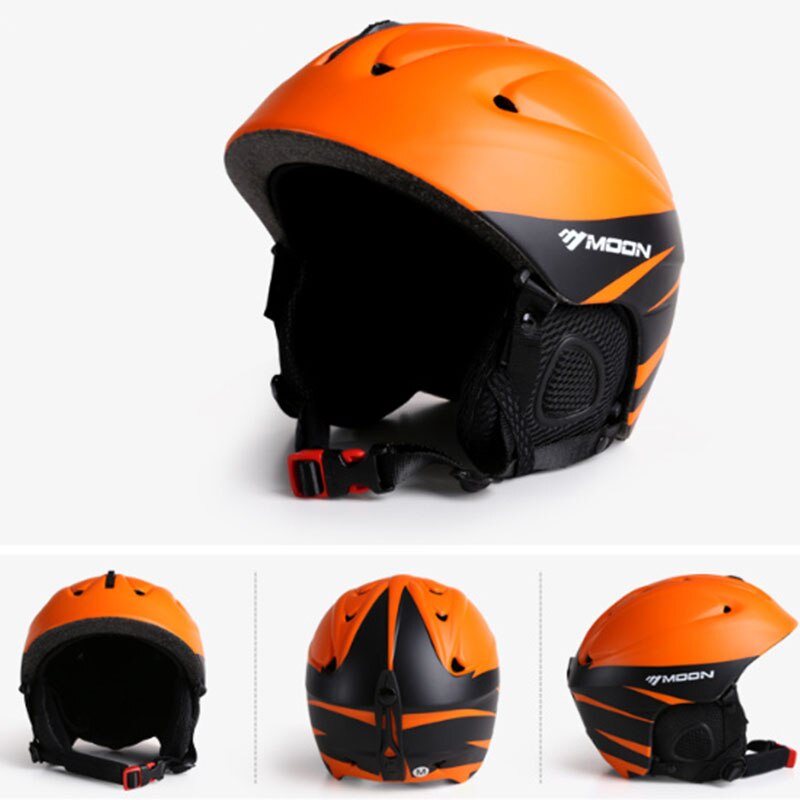 Lua nova capacete de esqui masculino profissional integralmente moldado esqui esportes neve segurança capacete de proteção feminino ms86: Laranja / XL