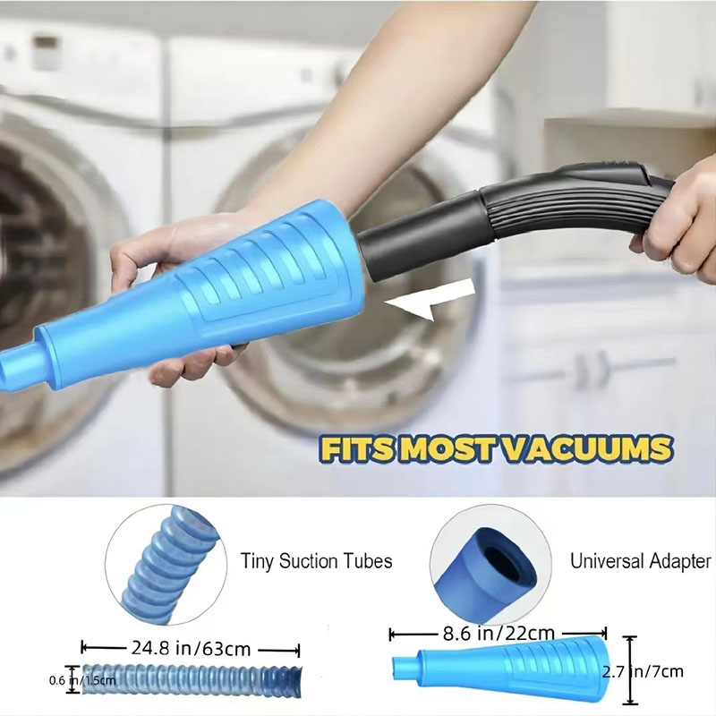 Kit de limpiador de ventilación para secadora, accesorio de vacío, eliminador de pelusas de secadora flexible con cable guía, manguera de limpieza de pantalla de pelusa