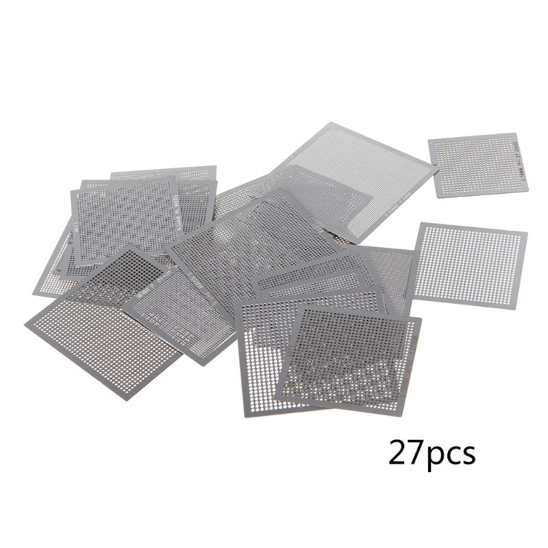 27Pcs/set BGA Reballing Universal Stencils with Template Jig for SMT SMD Chip