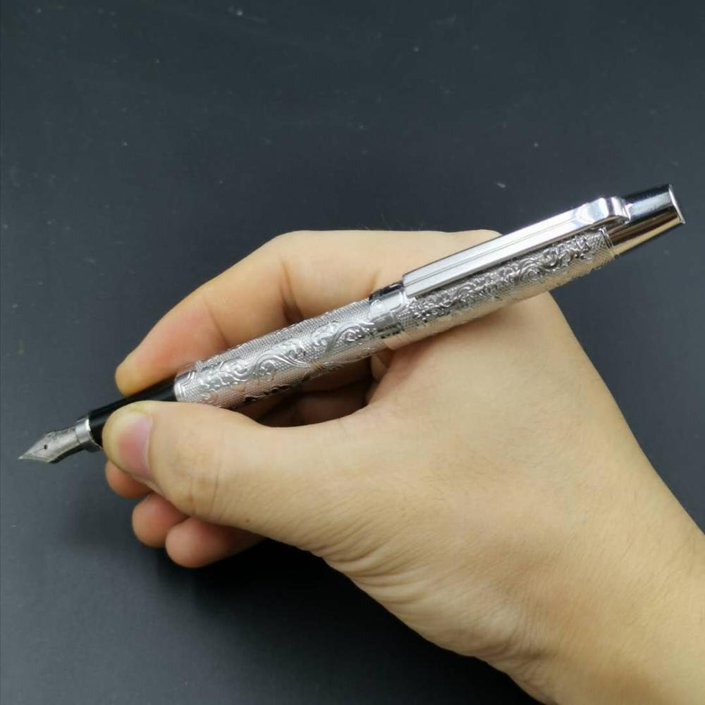Hero 103 silver reservoarpenna bläck penna blomma präglad gravyr fin spets brevpapper kontor skolmaterial