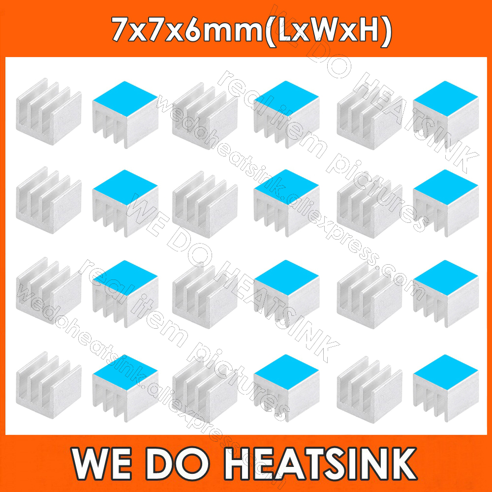 Kleine Vierkante Size 7X7X6Mm Heatsink Aluminium Koellichaam Cooler Vergadering Met Thermische Plakband Voor cpu, ram, Wlan, Power Chip
