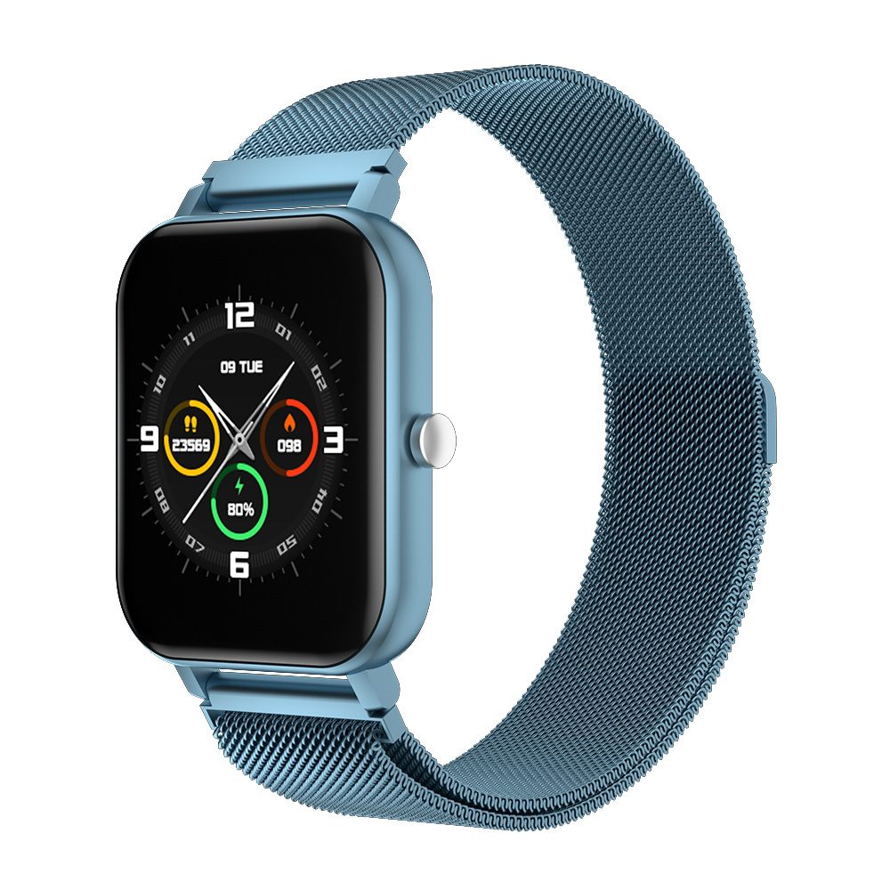 Bakeey MC28 Smartwatch 1.54Inch Dual Menu 'S Hartslag Bloeddruk Zuurstof Monitor Weer Muziek Slimme Horloge Android Ios: Blue stainless