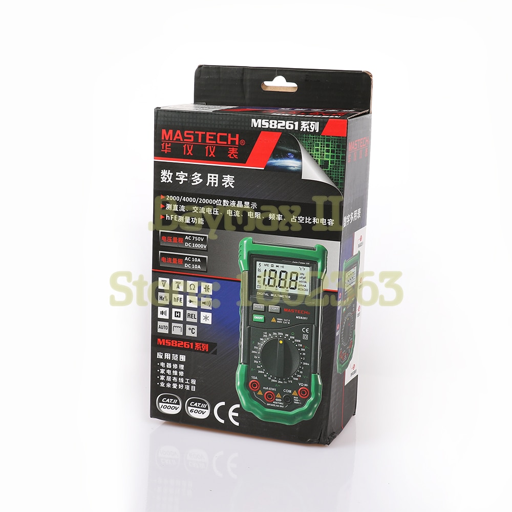 Mastech MS8268 Digital AC/DC Auto/Manual Range Digital-Multimeter mit hFE, Data Hold, Relative Messung und Automatische Abschaltung
