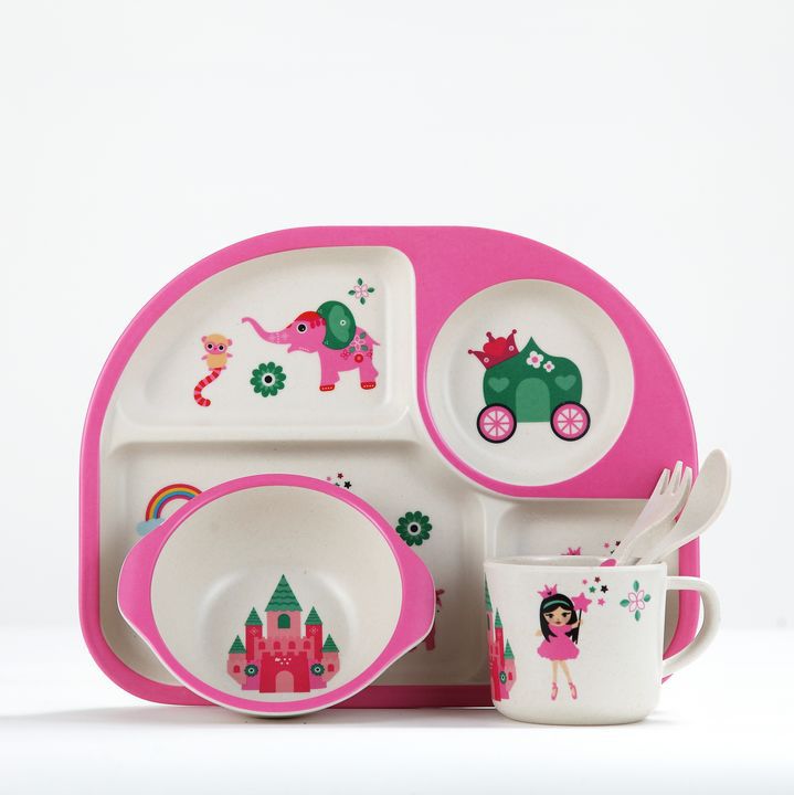 5 stuks babyvoedingsbakjes schattige voedselcontainer van bamboevezels kinderserviesgoed babyservies peuterbord maaltijdschaal