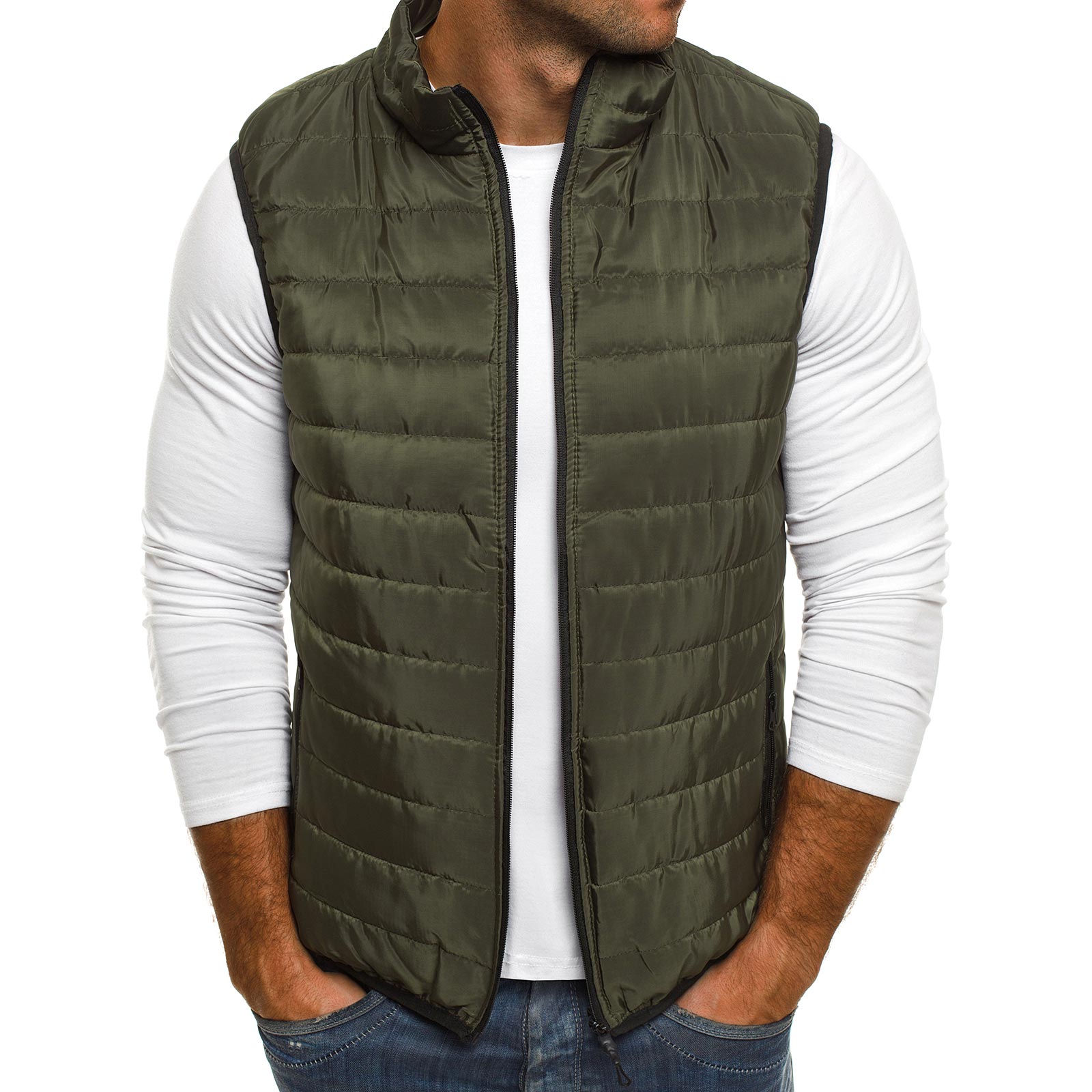 ZOGAA Winter Mode Heren Parka Vest Toevallige Bovenkleding Jas Jas Heren Mouwloos Vest Mannen Parka Jas Rits Jas Man