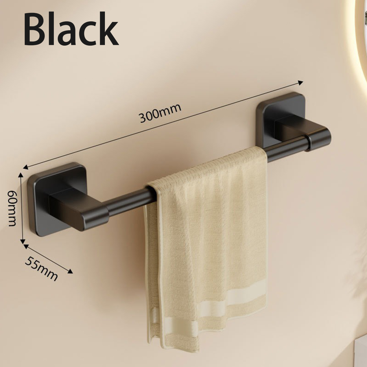 Badkamer Handdoekenrek Aan De Muur, Zwarte Handdoekstang Met Aluminium En Handdoekhouder, Douche-En Badhanddoekrekken: WIT