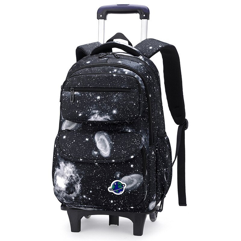 Kinder Trolley Schulranzen Raum Starry Sky Gedruckt Abnehmbarer Jungen Roll Rucksäcke Kinder Gepäck Rädern Taschen Bare Bookbag