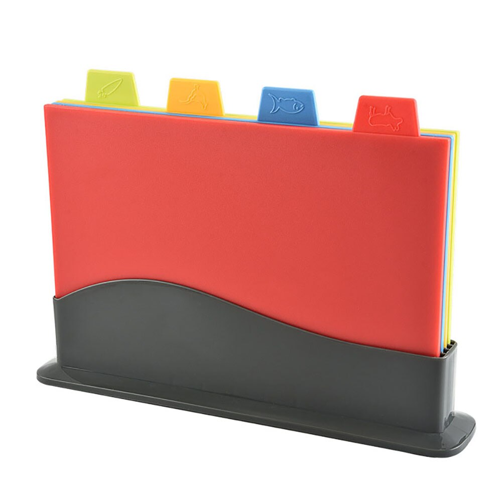 Plastic Colour Coded Chopping Board Set Non Slip Food Cutting Board With Stand Plastic Cutting Boards Fahion
