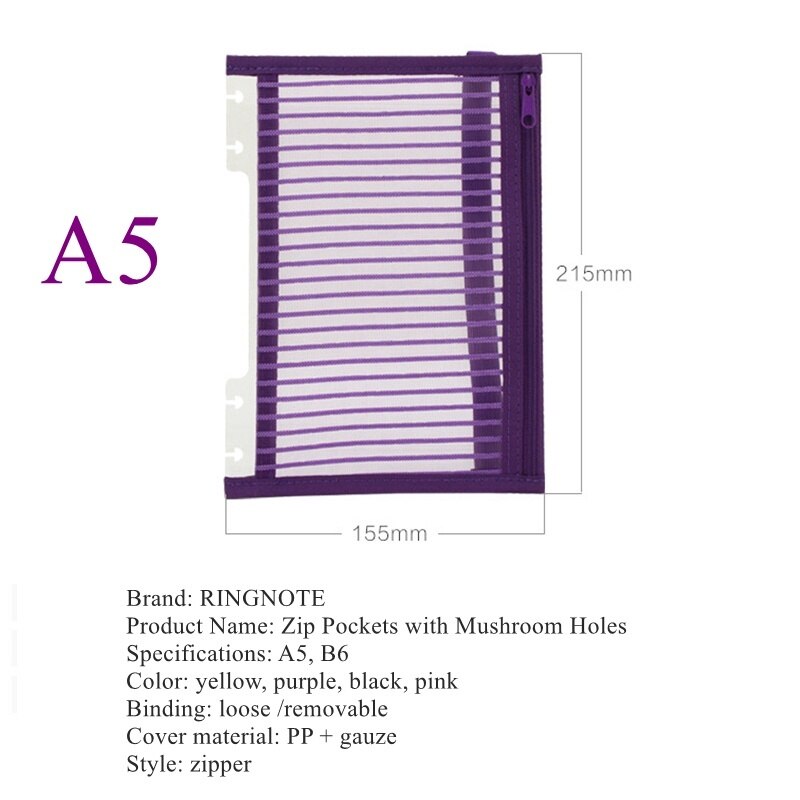 Pochettes de reliure à fermeture éclair A5/B6, bricolage, accessoires pour ordinateurs portables LF19-293