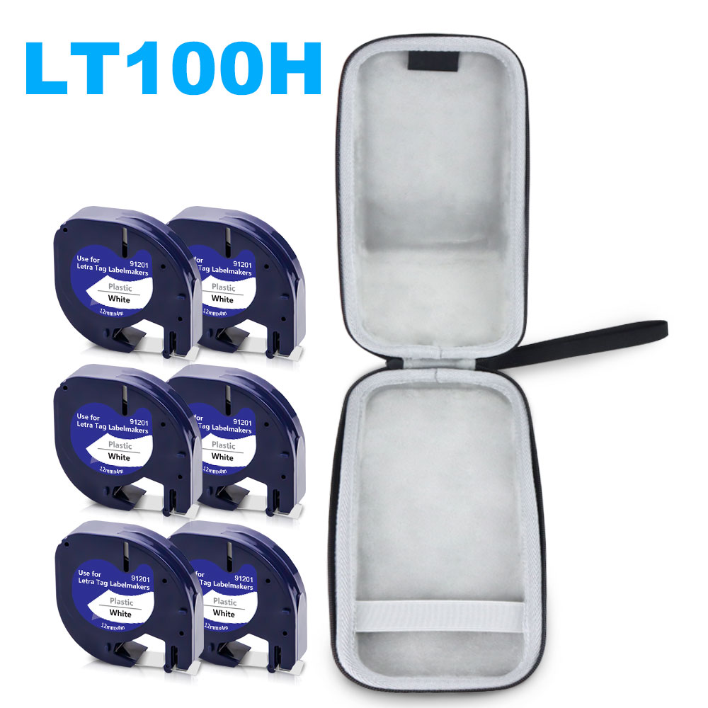 Storage Box DYMO LT100H LT 100H Labeling Machine Case with 6PK Label Tape for Dymo Letratag 12267 91201 91202 91203 91204 91205: 1 Case 6 91201