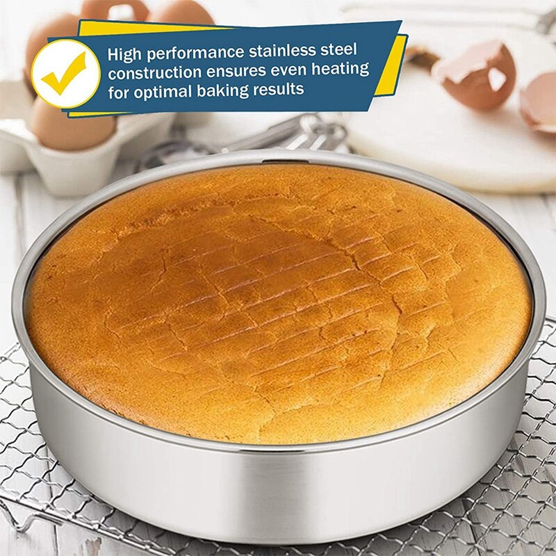 8 Inch Ronde Cake Tin Voor Bakken, Rvs Layer Cake Tins Pannen Set Van 3, mini Cake Bakvormen Set (Afneembare Base)