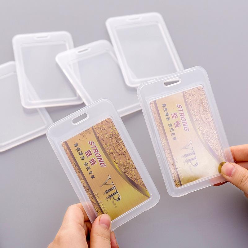 Enkel gennemsigtig plastik kortholder nøglering ærme sæt bankkort id-kort bus kortholder taske dæksel