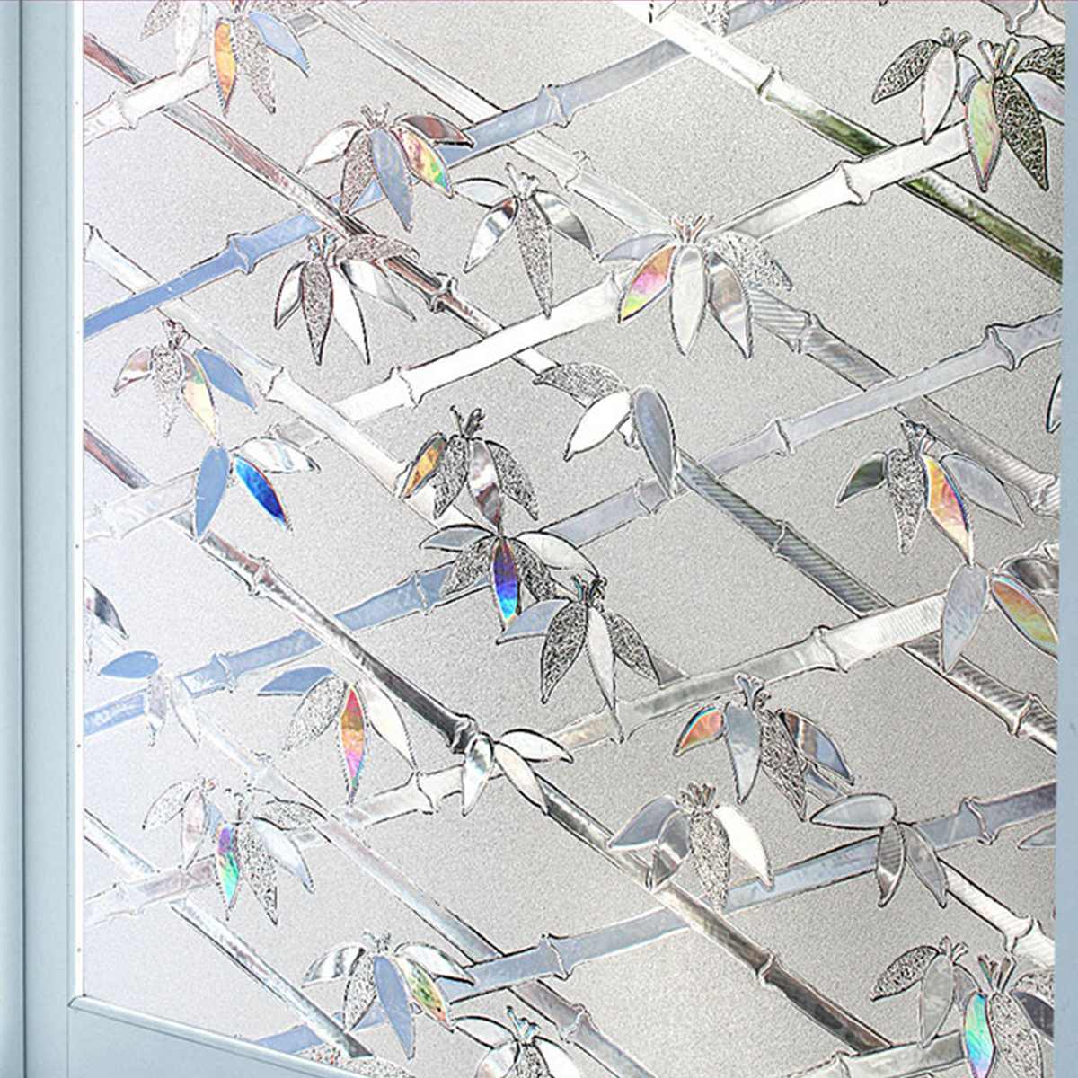 45 x 100cm/90 x 100cm 3d raam privacyfolie kleefvrije elektrostatische glasfolie geluidsreductie anti-uv glasfolie decor: 45 x 100 bamboe