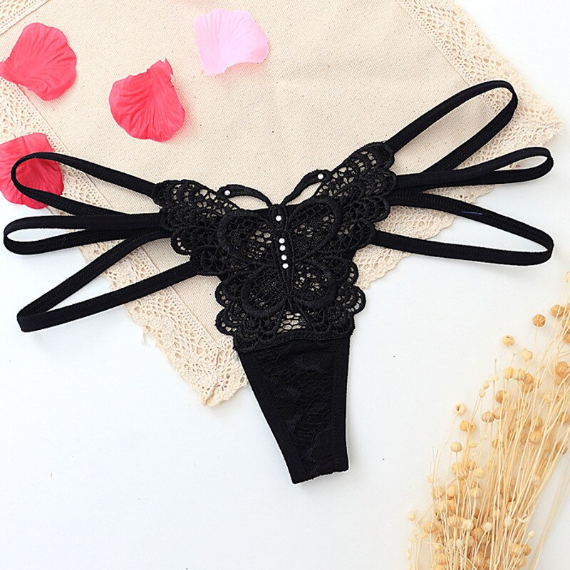 Underwear Women Panties Sexy Thong Female Perspective Lace G String Underwear Low Waist Thongs Lace Lingerie Bow Briefs pant