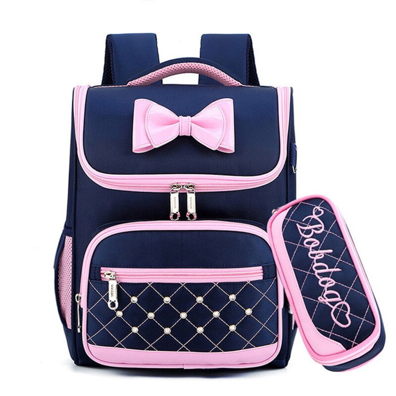 Cute Bow Princess Backpack School Backpacks for Girls Kids Satchel School Bags For Kindergarten Mochila Escolar Rucksacks: Small dark blue