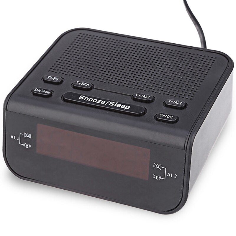 Modern Alarm Clock Fm Radio With Dual Alarm Buzzer Snooze Sleep Function Compact Digital Red Led Time Display Clocks-Eu P