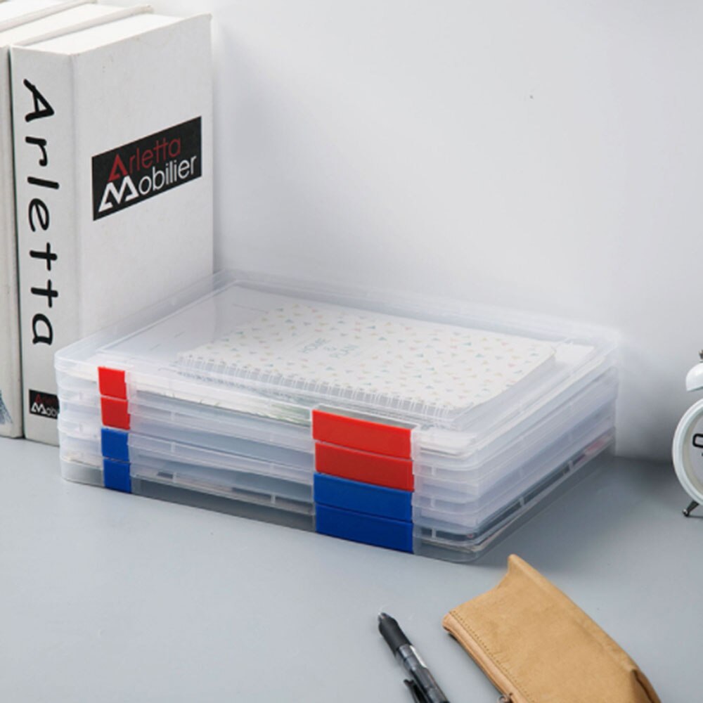 Portable A4 Transparent Storage Box Clear Plastic Document Paper Filling Case File Waterproof Storage Box Paper Organizers