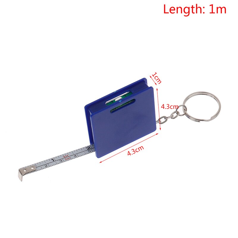 1m Multifunctional Keychain With Horizontal Bubble Square Steel Tape Measure