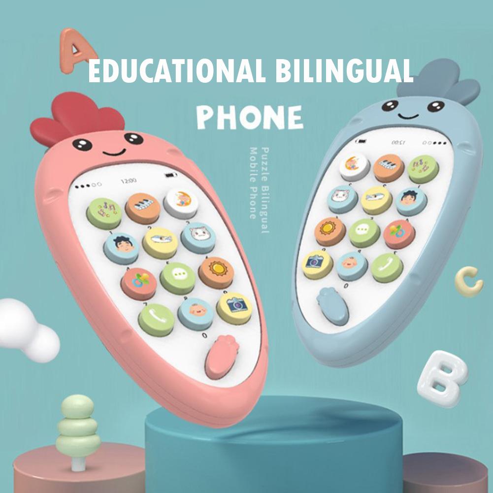 Electronic English Learn Cellphone Toys Hand-Eye Coordination Analog Dialing Cartoon Telephone Baby Educational