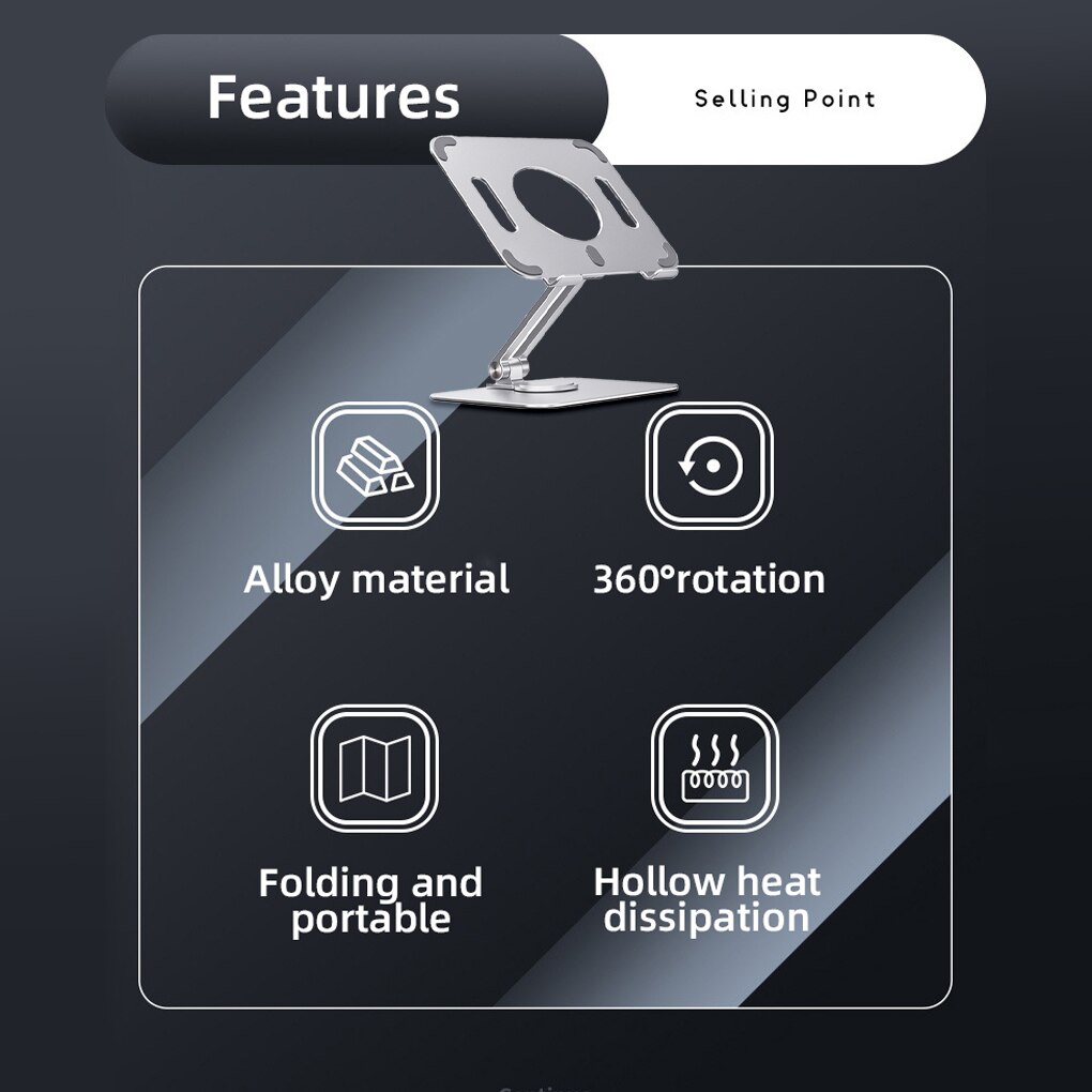 Foldable Tablet Holder 360 Degree Rotating Multi-angle Height Adjustable Stand Office School Travel Desktop Support