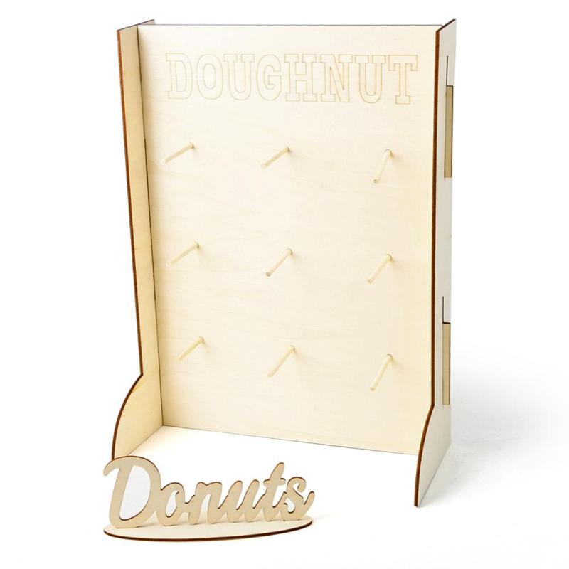 Soporte de madera para Donuts, de cumpleaños, boda, puesto de exhibición para postre