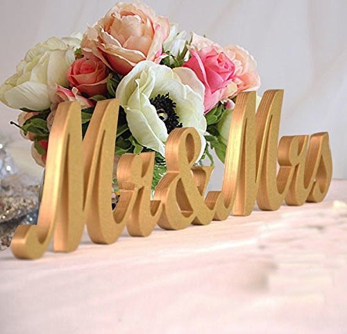 Mr & mrs guld bogstaver til bryllup dekoration, bordplade 3 stk/parti gratis shippping