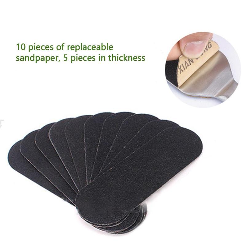 1Pc Stalen Dubbele Kant Voet Bestand Met 10Pcs Schuren Papers Raspende Eelt Dead Skin Remover Pedicure Voetverzorging tool