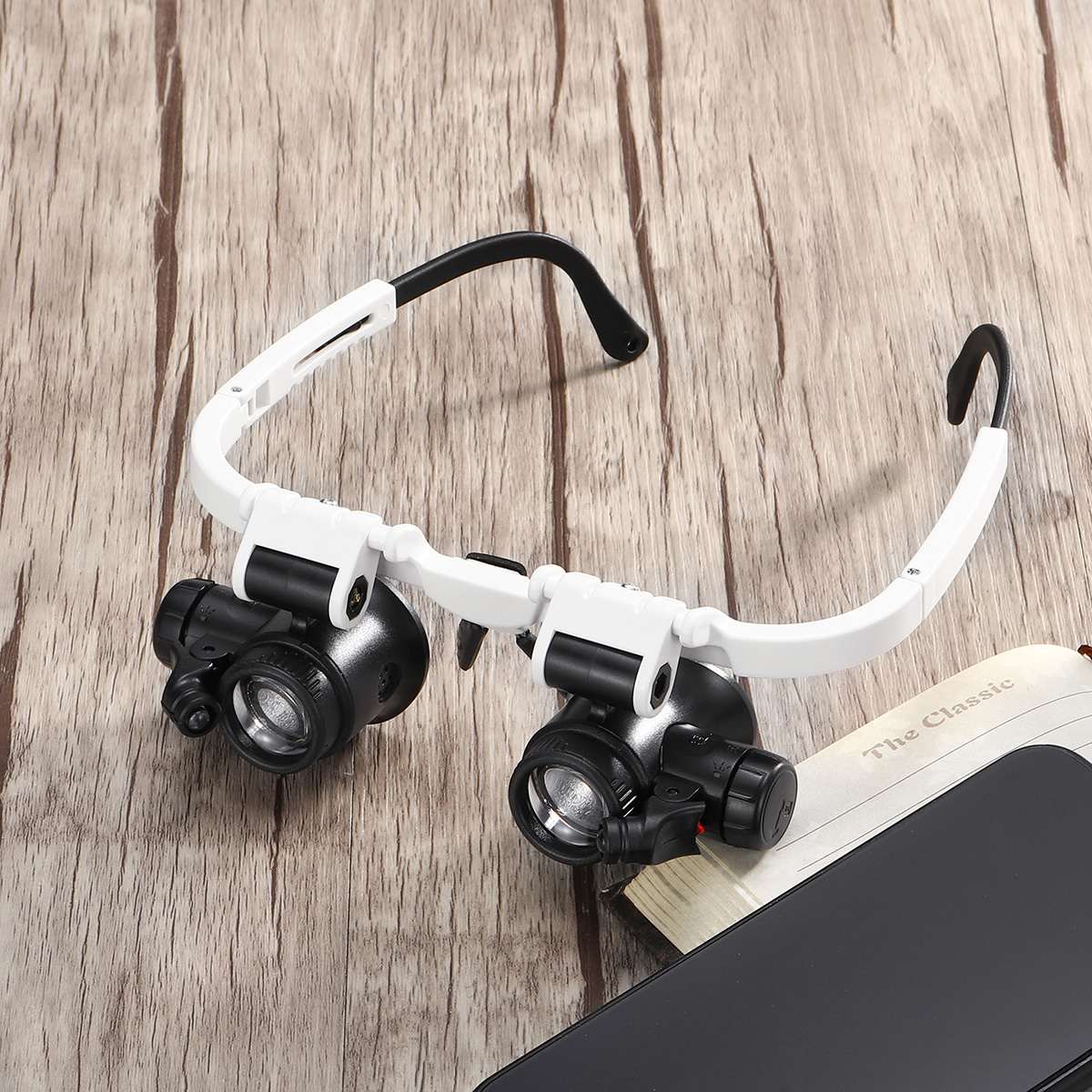 3/4/5/6/7/10/15X Bril Vergrootglas Glas 6 Lens Loupe Eyewear vergrootglas Met Led-verlichting Lamp Hoofdband Led Vergrootglas: 23X