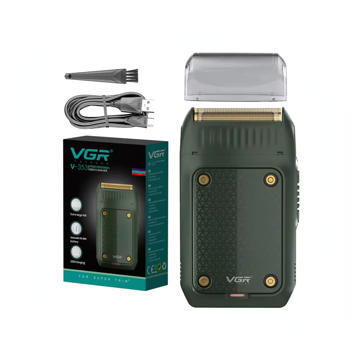 VGR Barbeador Recarregável Profissional Máquina Barbear Elétrico Barbeador Portátil Reciprocando Alumínio Frustrar Barbeadores para homens V-353: Vermelho