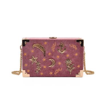Boîte à badges en métal velours côtelé noir en forme de pochette de fête pour femmes sac à main en chaîne mini sac à bandoulière sac à bandoulière messenger: Pink