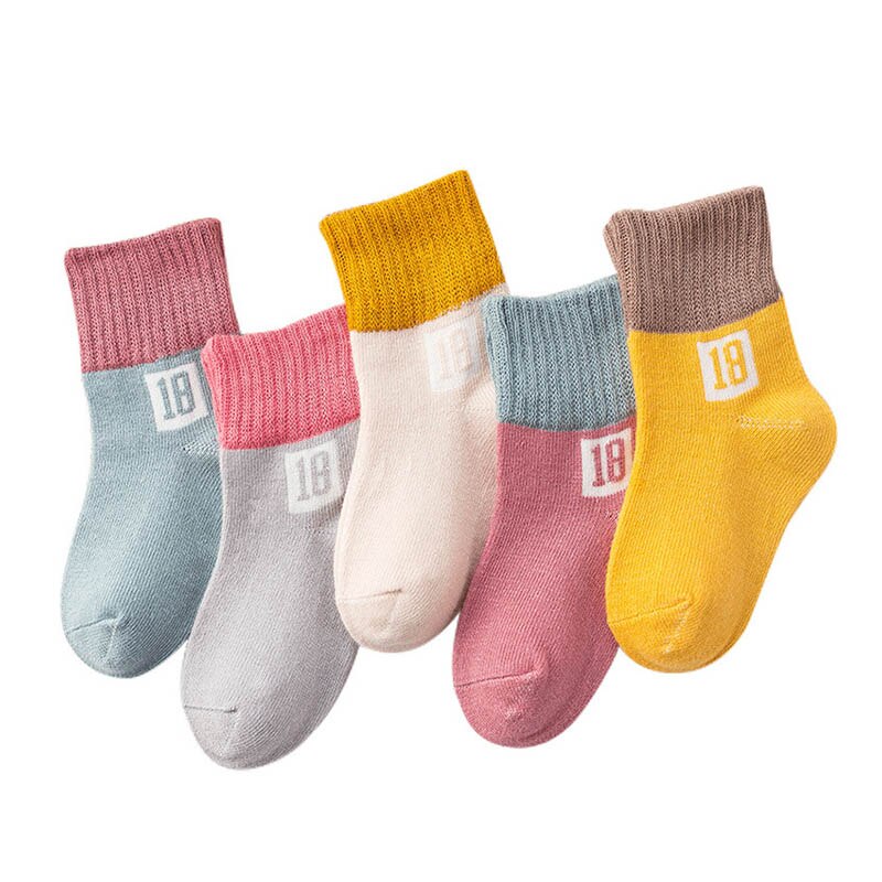 5 paia/set Mix colore metà tubo bambini calzini di cotone autunno inverno numeri caldi stampati ragazzi e ragazze calzini di moda