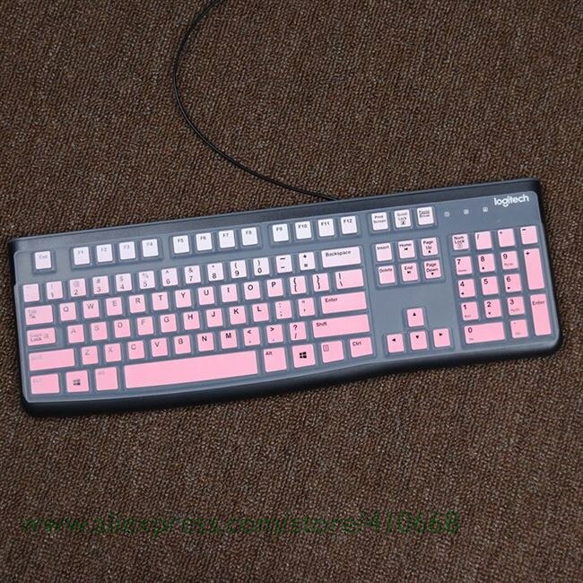 Wasserdichte Silikon Schreibtisch Tastatur Abdeckung Schutz Haut Für Logitech MK120 K120 Computer Staub Abdeckung Film: Gradualpink
