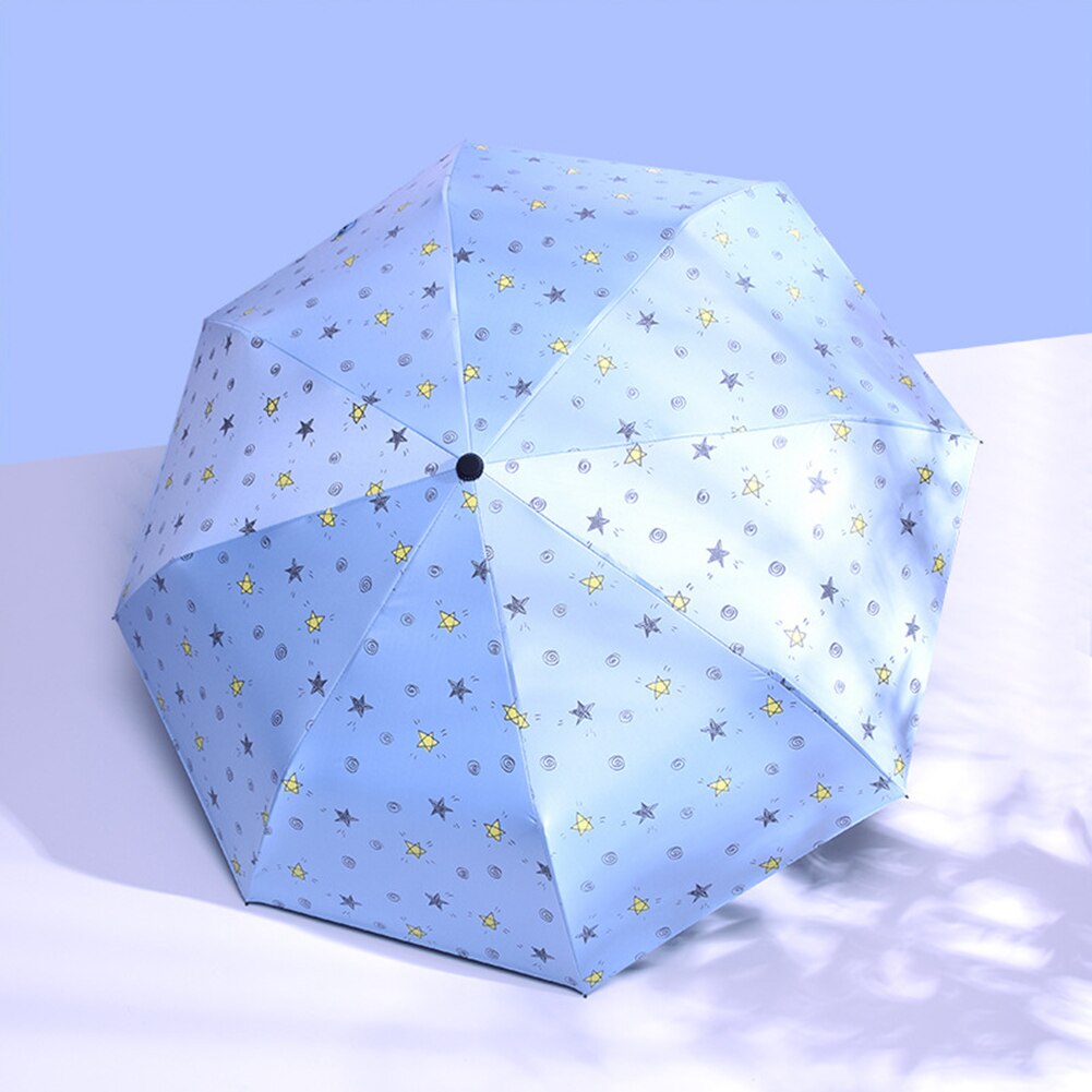 estrellas impresión plegable impermeable a prueba de viento Anti UV Mini sombrilla Parasol