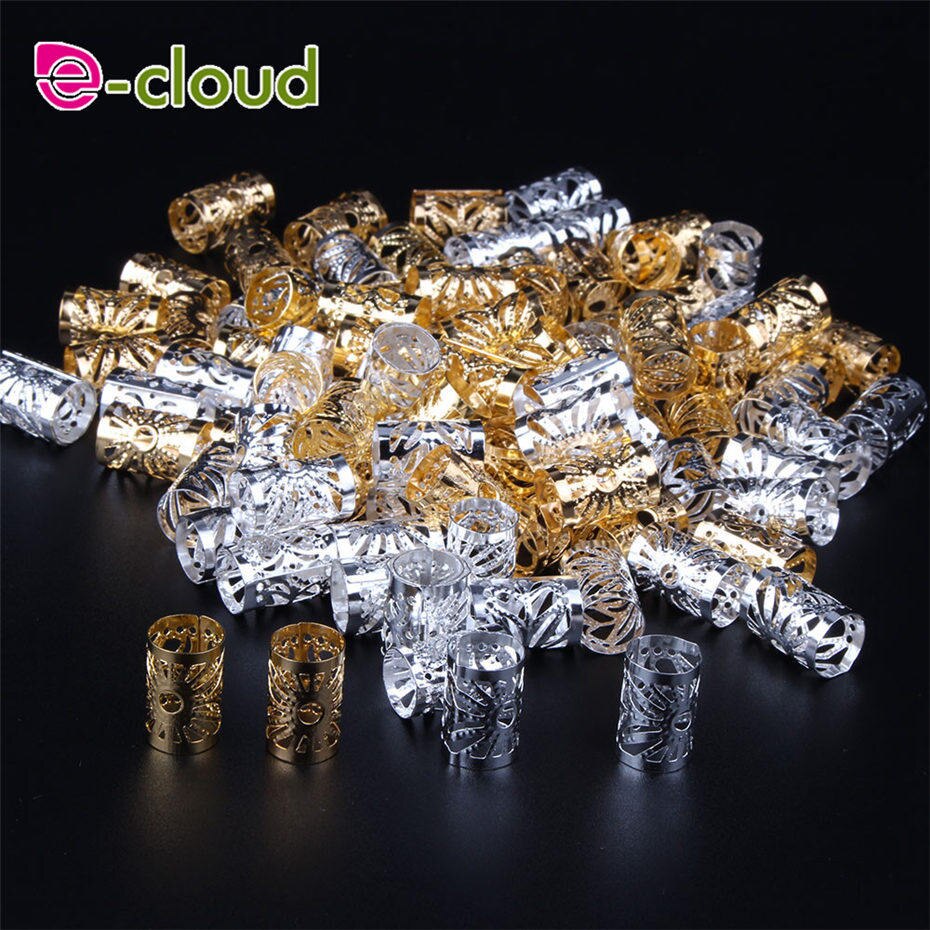 100pcs/Lot Hair Rings Dreadlock Beads Gold Silver Color Hair Bead for Dreadlocks Hair Rings Braiding Hole Micro Ring
