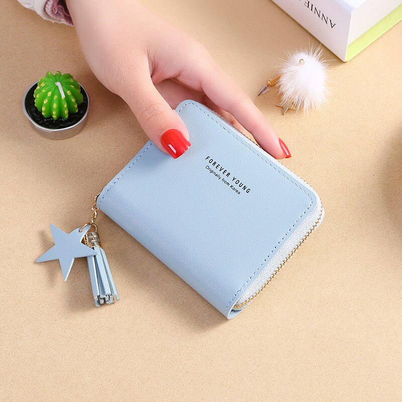 Damesportemonnee korte portemonnees voor vrouwen portemonnee portemonnee met rits clutch portemonnee dames kaarthouder luxe kleine clutch: Lichtblauw