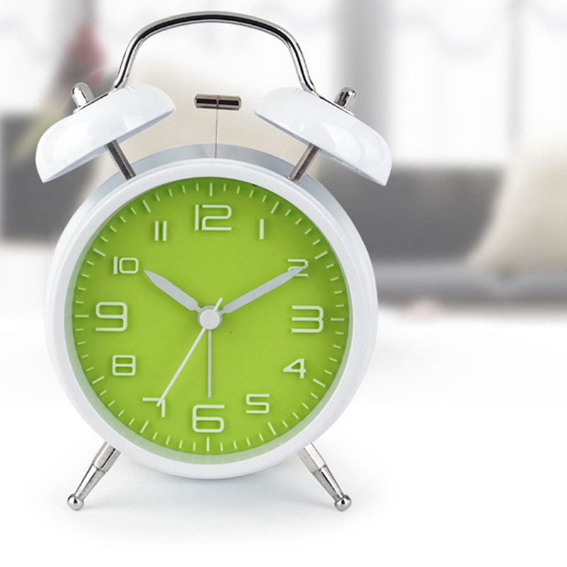 Alarma fuerte para sueño profundo, de 4 pulgadas reloj Retro, alarma de doble campana con retroiluminación para dormitorio y decoración del hogar
