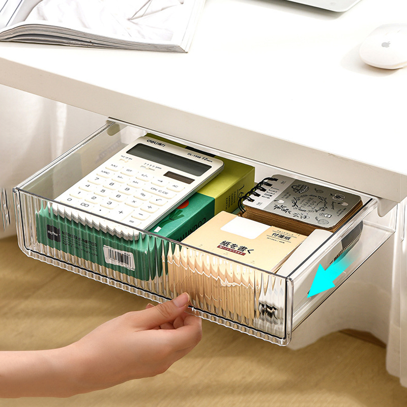 Drawer Storage Box Under The Desk Storage Box Pencil Stationery Organizer Hidden Sorting Box Office Pen Storage Tray Organizer