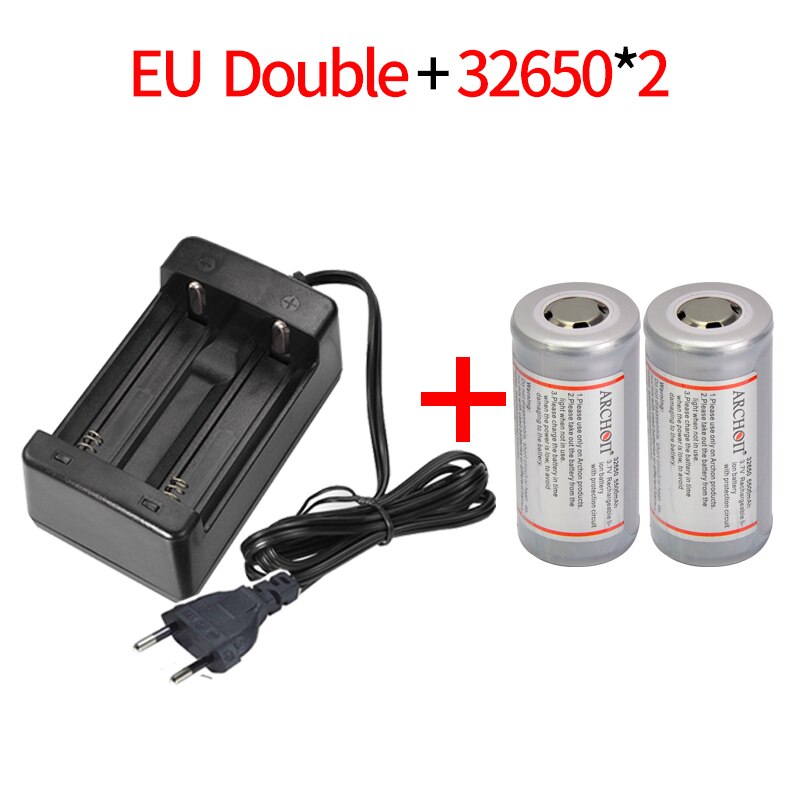 ARCHON original 5500mAh 3.7v 32650 lithium battery Rechargeable battery EU US plug 32650 battery charger genuine torch battery