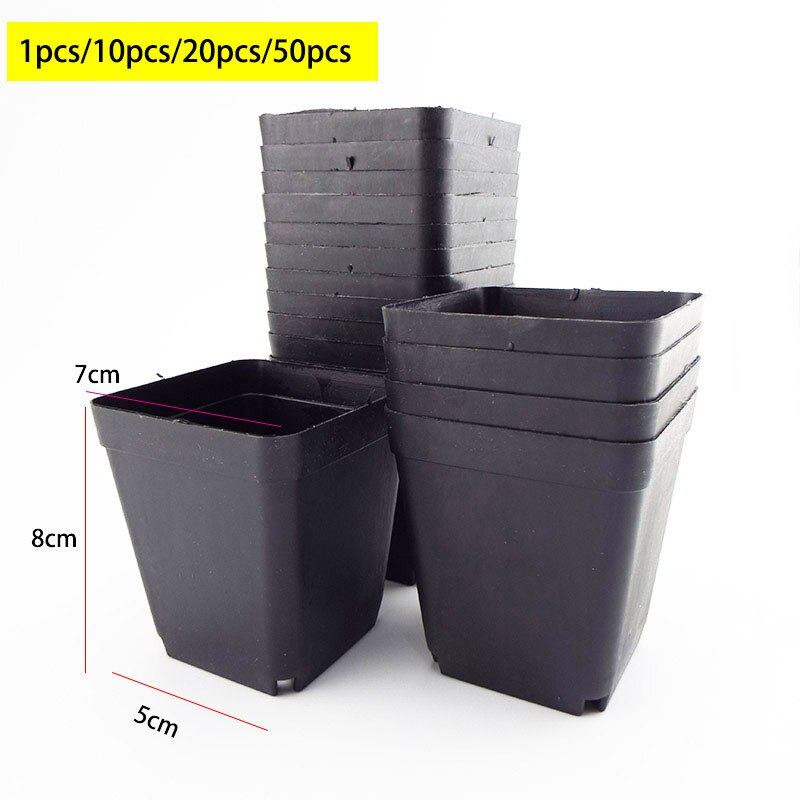 8*7*5 cm plantkrukor plast blomkrukor små fyrkantiga krukor för saftiga växter trädgård dekor svart: 20 st