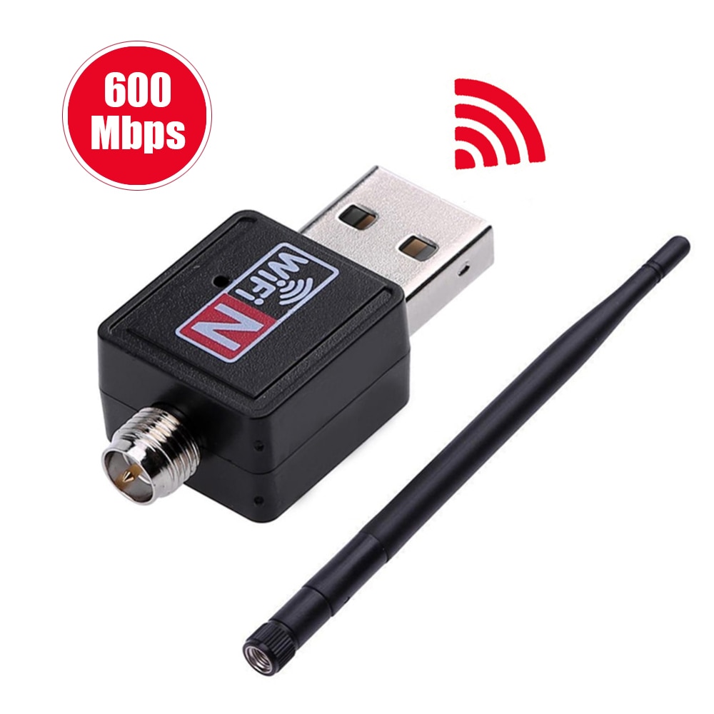 600Mbps Wireless USB WiFi Adapter Dongle 2.4GHz Network LAN Card 802.11b/g/n Standard with 2dBi Detachable Antenna for Computers