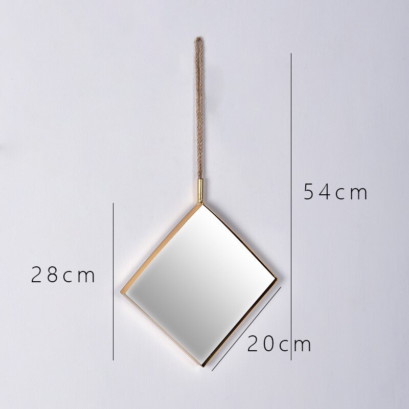 Hängande rund vägg dekorativa speglar sovrum solid bambu spegelram badrum flickor dekorationsrum spegel justerbar heminredning: Diamant guld