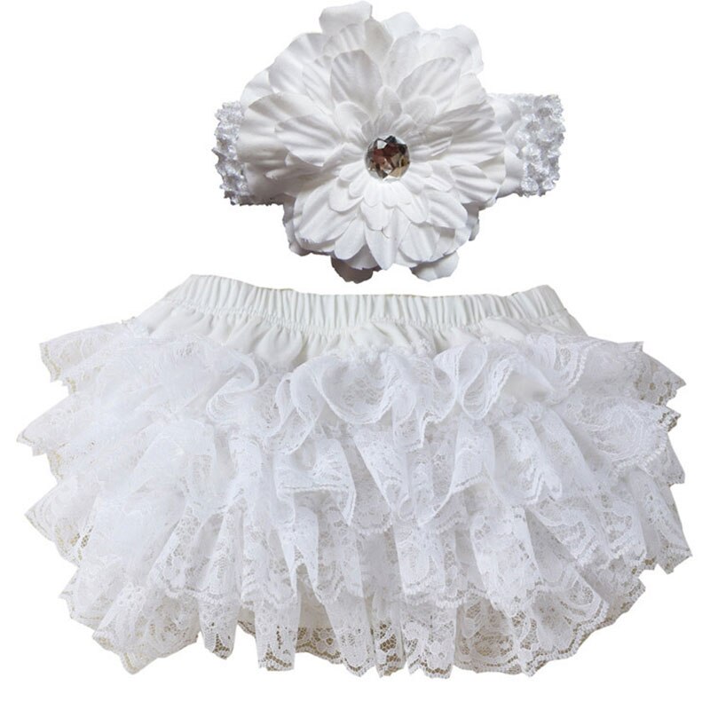 Cute Baby Girl Bloomers Diaper Cover Headband Set Newborn Ruffle Panties Lace Infant Shorts NSV775