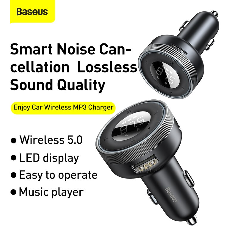 Baseus FM Tansmitter Wireless Bluetooth 5.0 FM Radio Modulator Adapter USB Phone Car Charger Handsfree AUX Disk MP3 Player Music