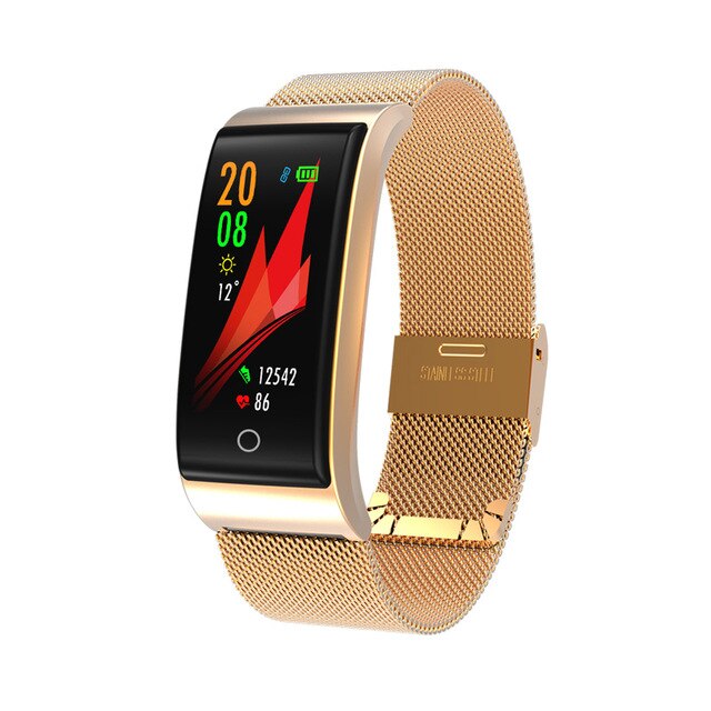F4 Smart Band Blood Pressure Heart Rate Monitor Men Women Wristband Fitness Sports Watch Pedometer Smart Metal Bracelet: gold metal