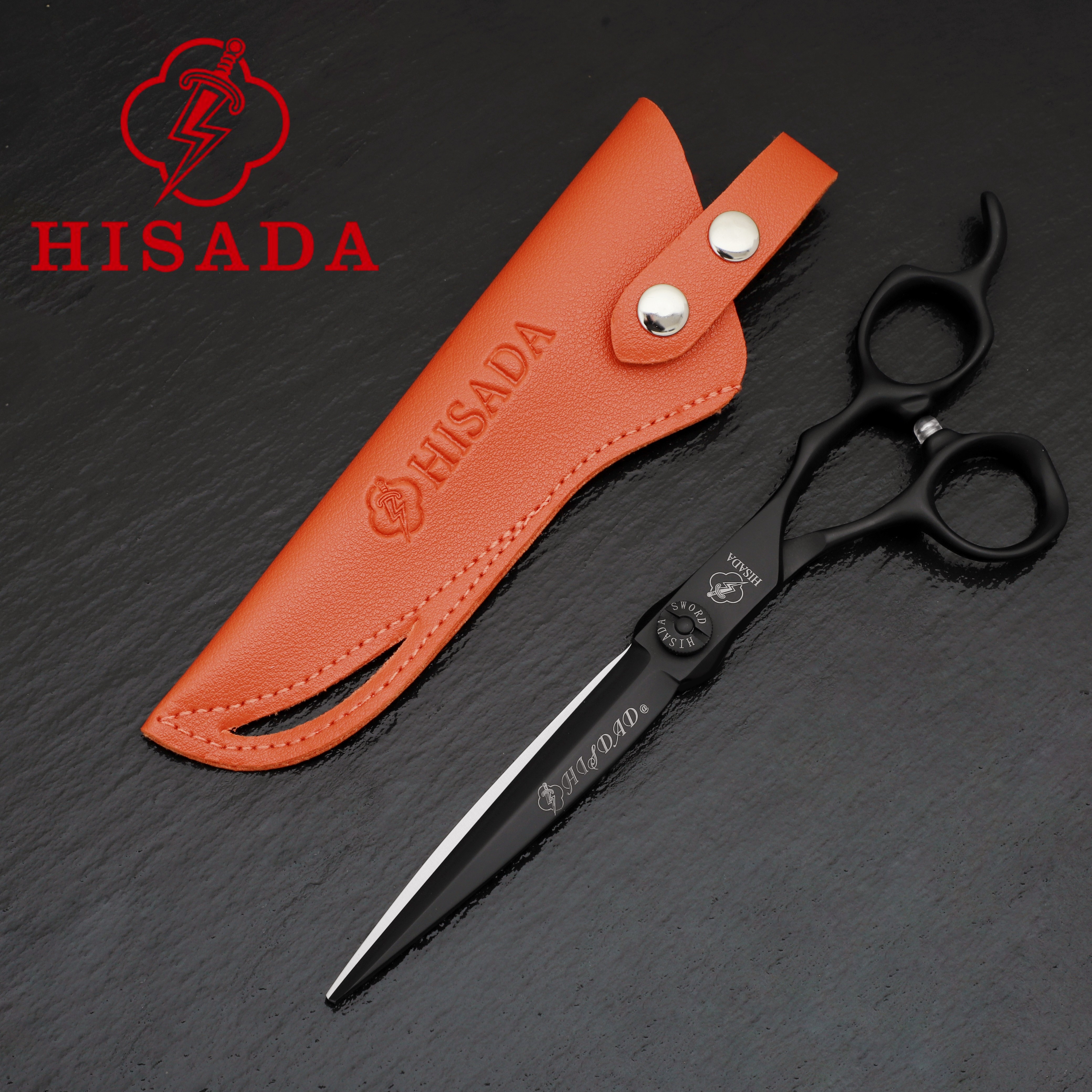 HISADA Accesorios de peluquero de alta gama Tijeras de peluquería profesionales, tijeras de revestimiento negro avanzado 6,0 7,0, acero cobalto VG10,